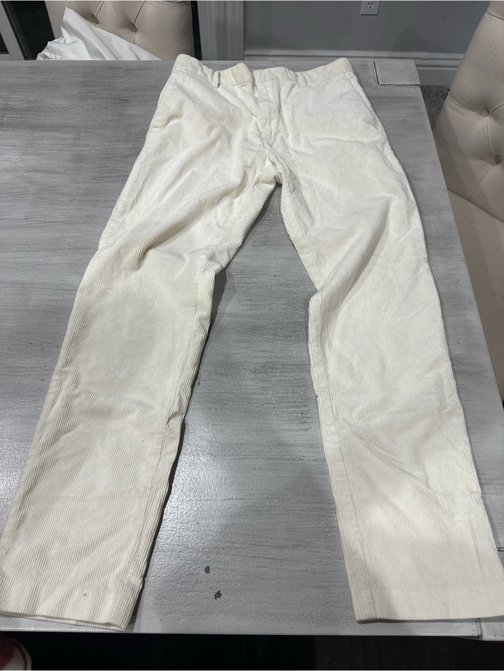 H&M Men's Cream Corduroy Trousers - Straight Fit